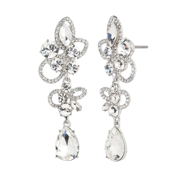 Givenchy Crystal Petal Statement Linear Earrings. NWOT - Picture 1 of 6